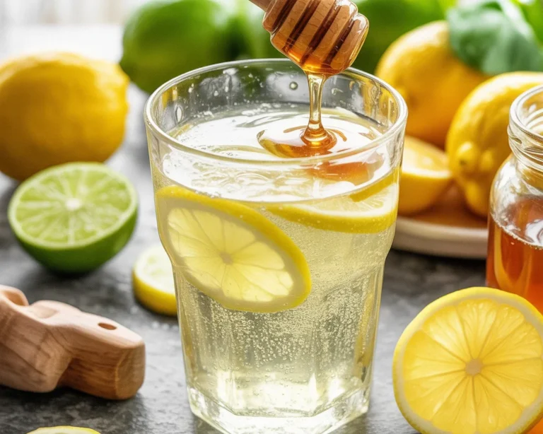 Natural Mounjaro Recipe for Weight Loss: a wellness drink with lemon, ginger, honey, and apple cider vinegar.
