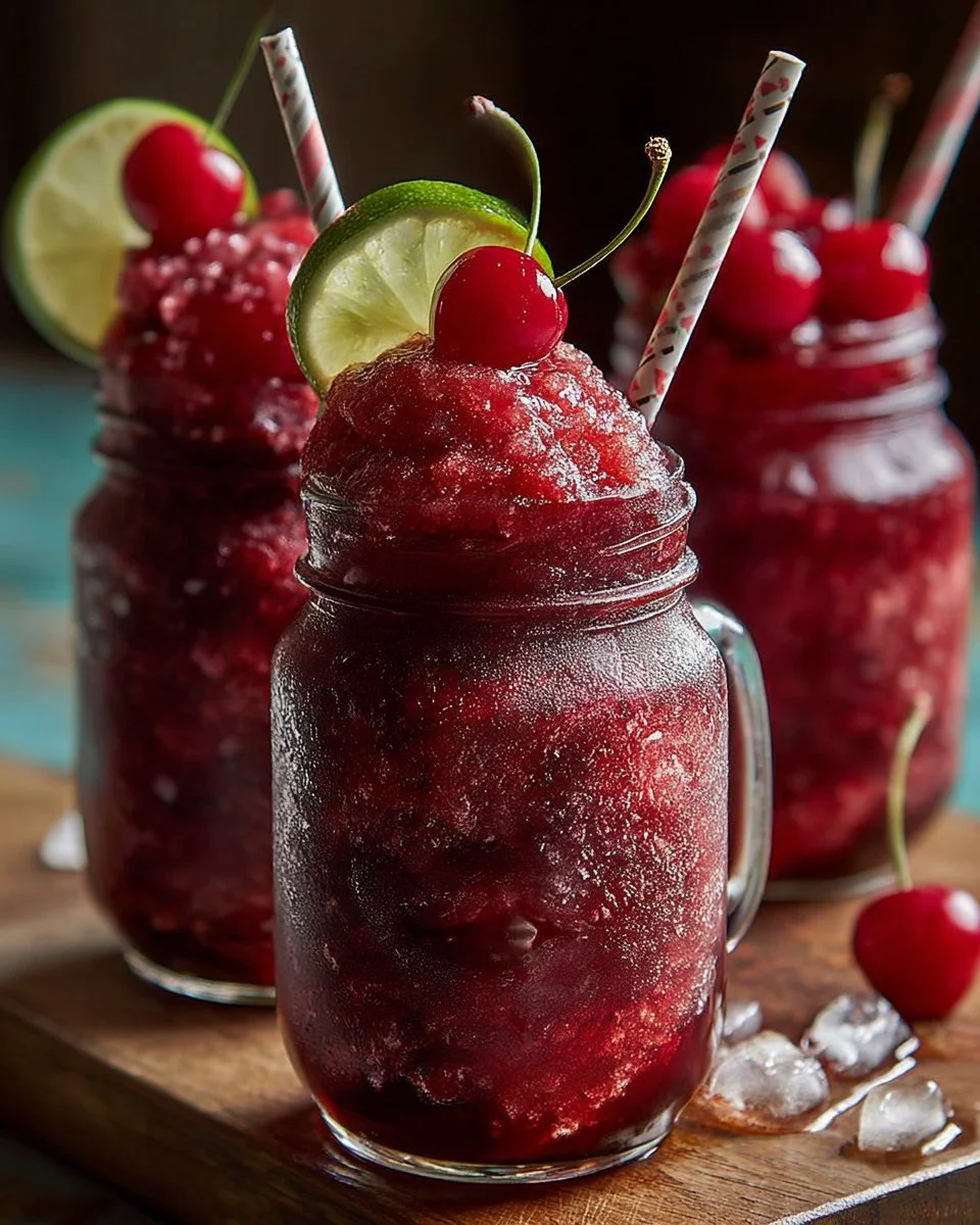 Refreshing homemade cherry coke slushies served in a glass.