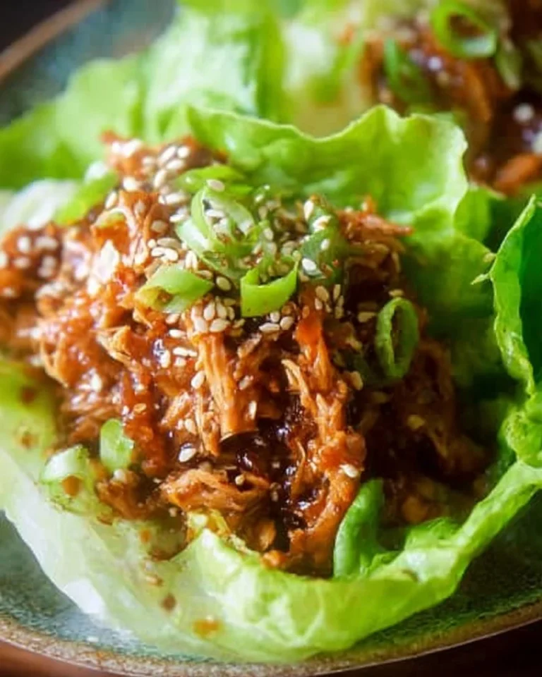 Delicious Slow Cooker Korean Lettuce Wraps ready to enjoy