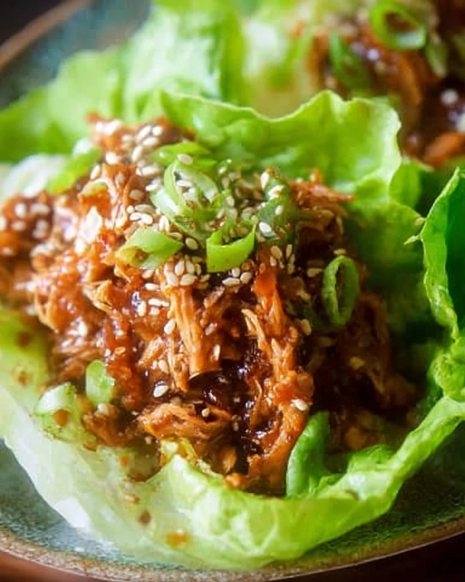 Delicious Slow Cooker Korean Lettuce Wraps ready to enjoy