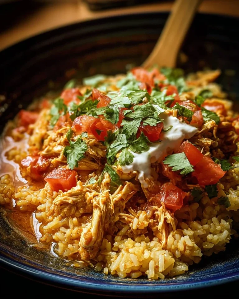 Delicious slow cooker taco chicken served with rice in a bowl