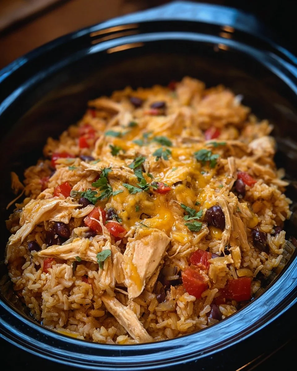 Delicious Southwest Crock pot Chicken and Rice served in a bowl