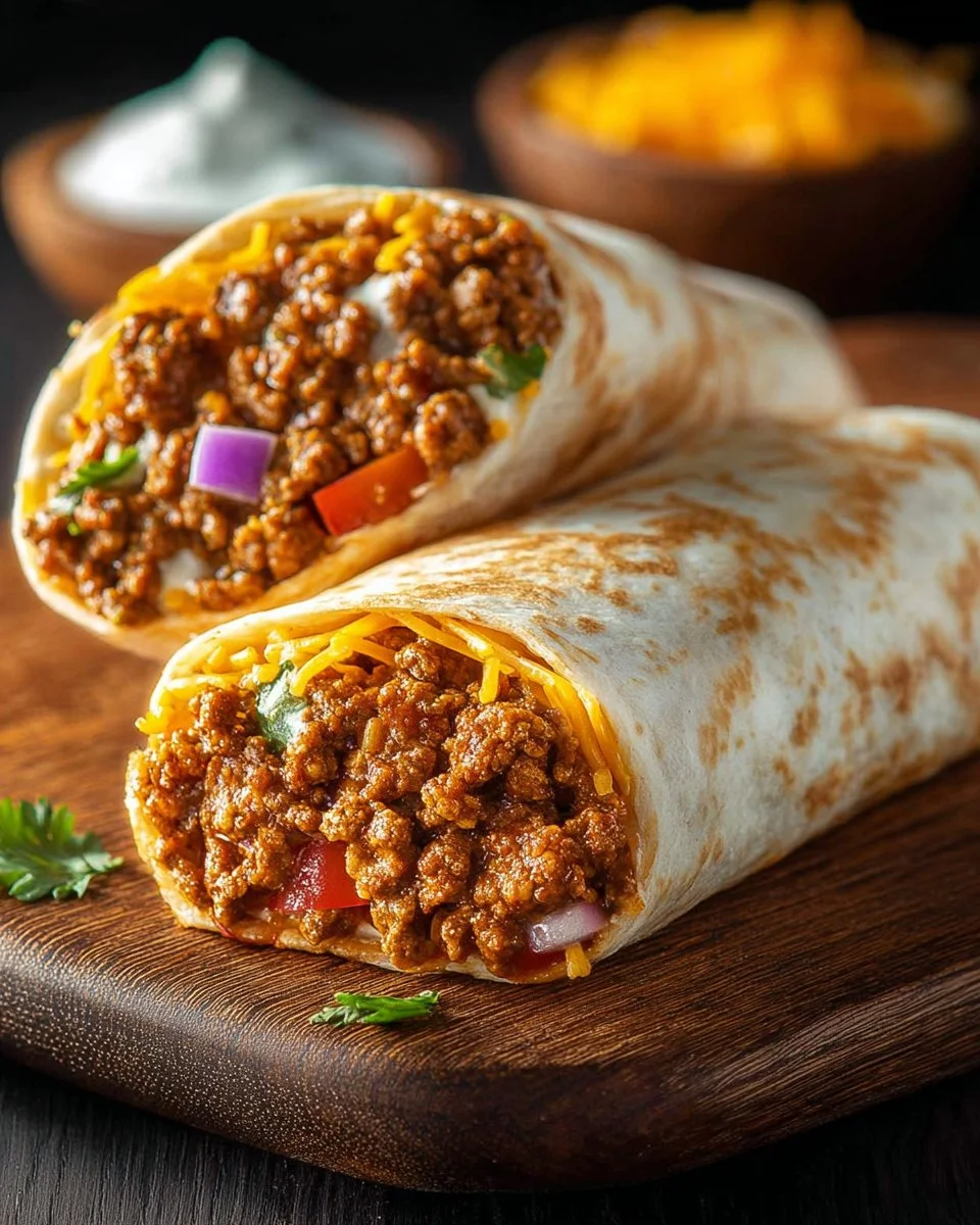 Taco Bell Beefy Melt Burrito with beef, cheese, and toppings