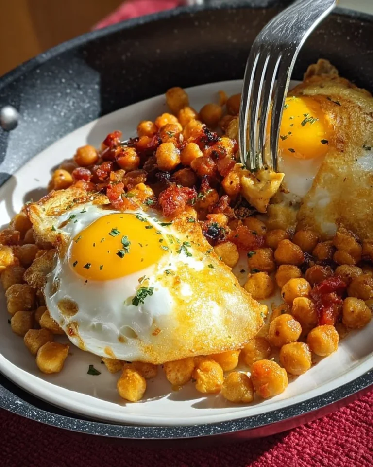 Delicious chickpea fried eggs served on a plate with herbs and spices.