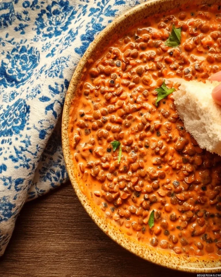 Creamy Marry Me Lentils dish served in a bowl, garnished with herbs