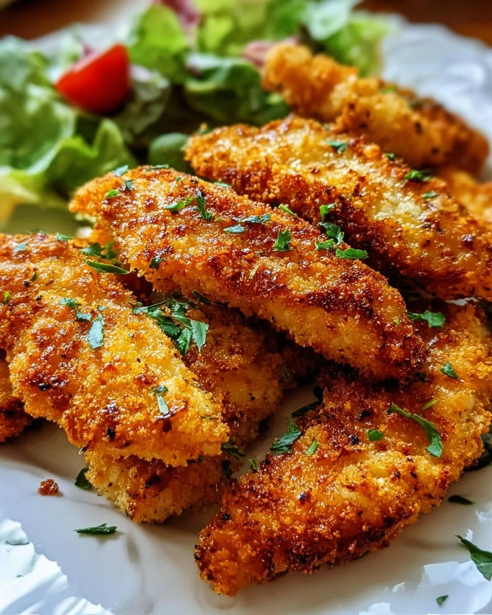 Plate of homemade baked chicken tenders with dipping sauce