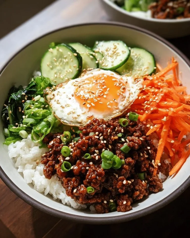 Savory Korean Ground Beef Bowl with vegetables and rice