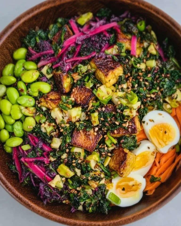 A colorful and nutritious miso bowl filled with vegetables and grains.