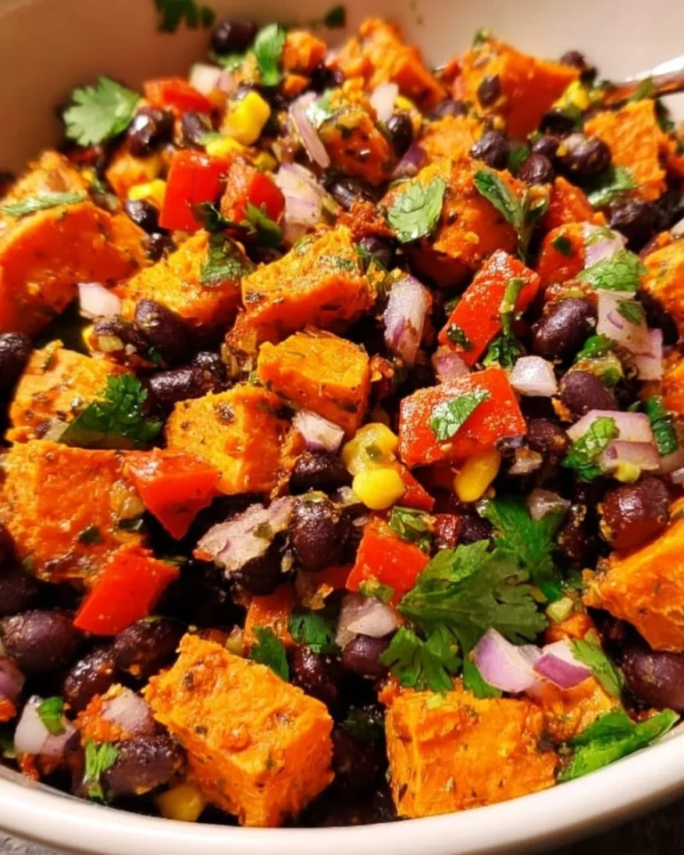 Roasted Sweet Potato Black Bean Salad with vibrant colors and fresh ingredients