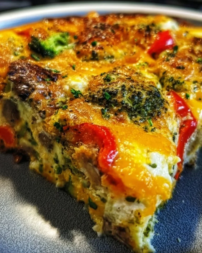 Healthy Vegetable Breakfast Bake filled with colorful veggies and cheese