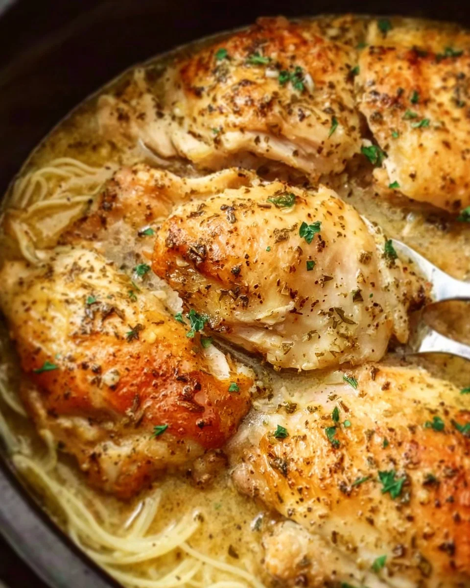Delicious Crock Pot Angel Chicken ready to serve for family dinner