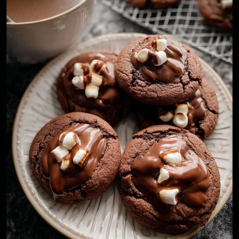 Marshmallow-filled hot cocoa cookies ready to enjoy with a warm drink.