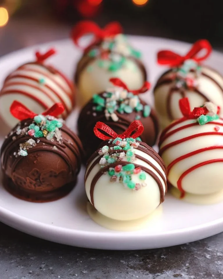 Plate of decorative Ornament Oreo Truffles for holiday celebrations