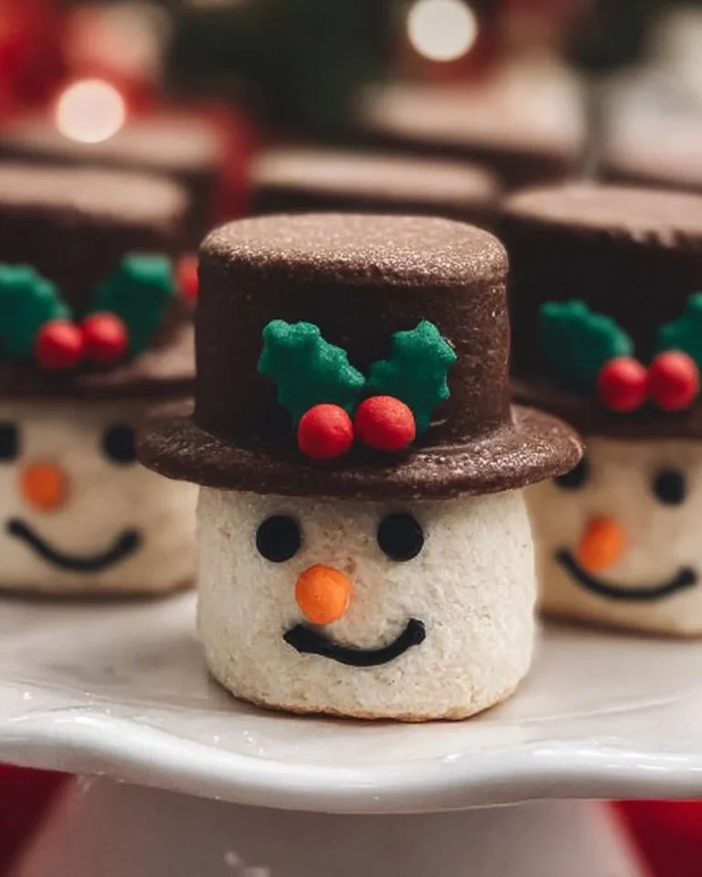 Deliciously decorated Snowman Hat Cookies on a festive plate