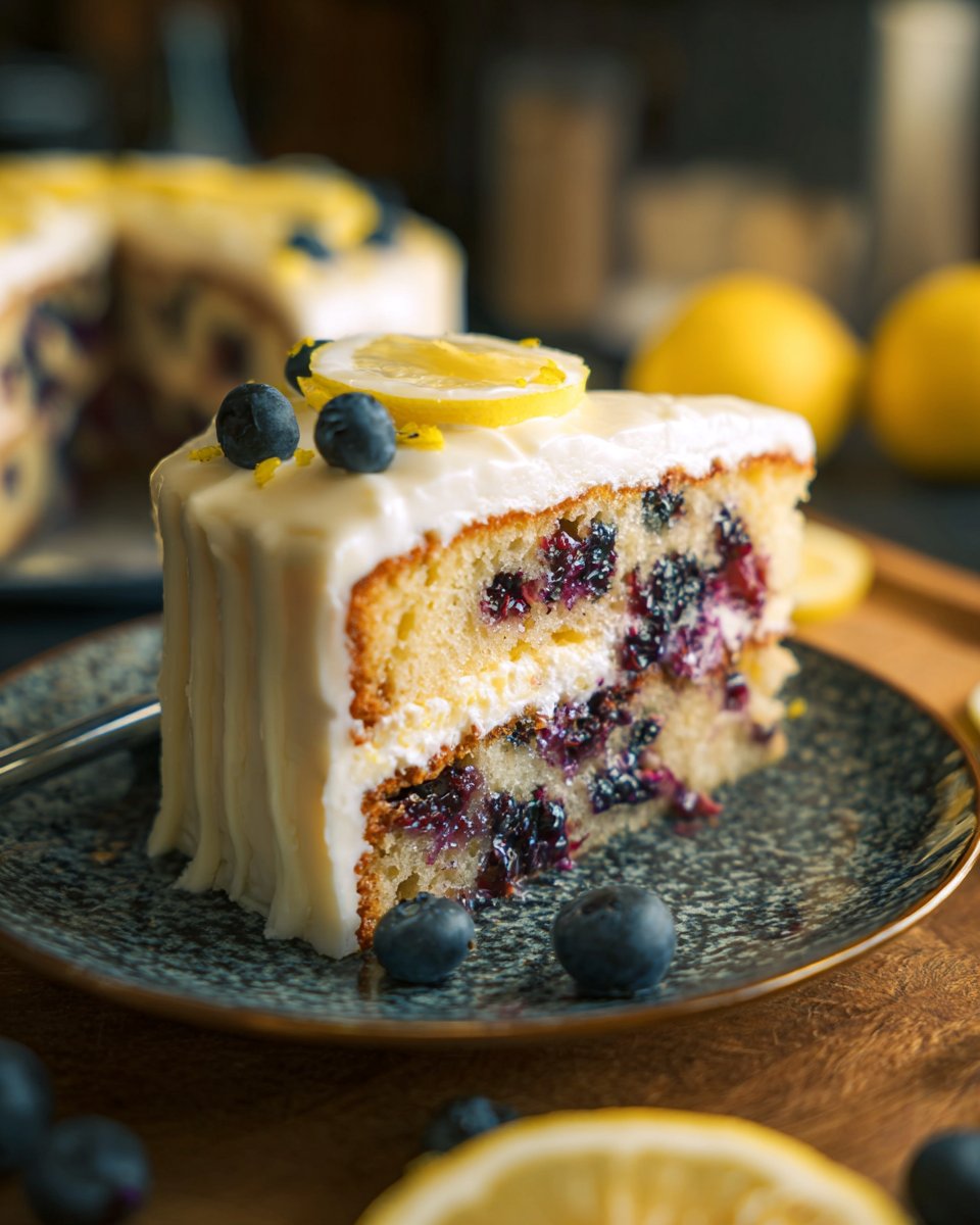 Lemon Blueberry Cake with Cream Cheese Frosting