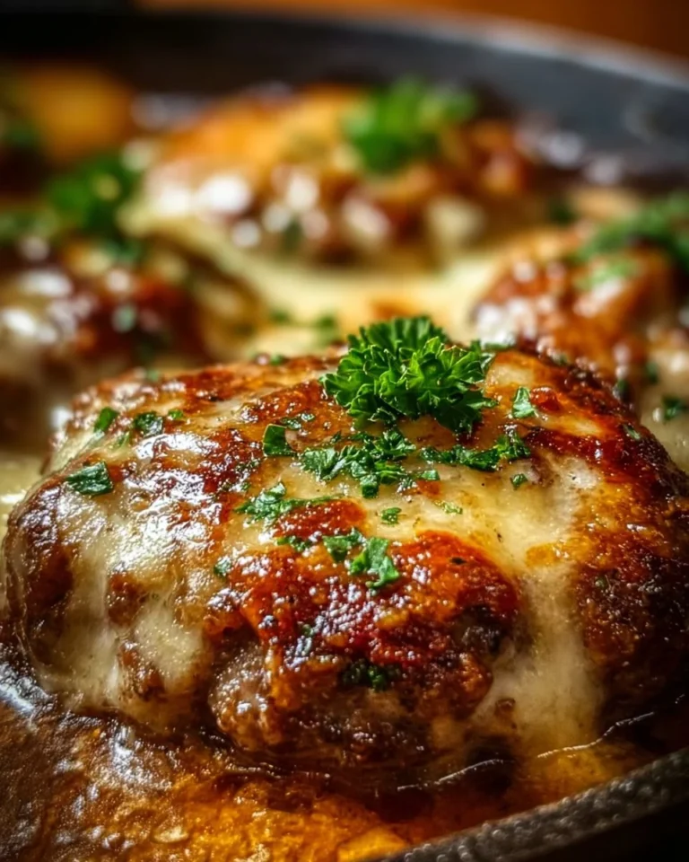 Delicious Amish Hamburger Steak Bake served on a plate with vegetables.