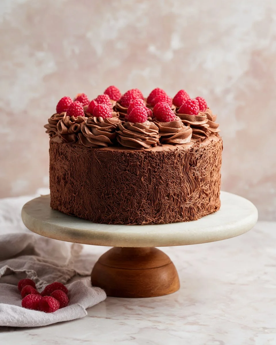 Slice of decadent Chocolate Angel Food Cake with chocolate frosting