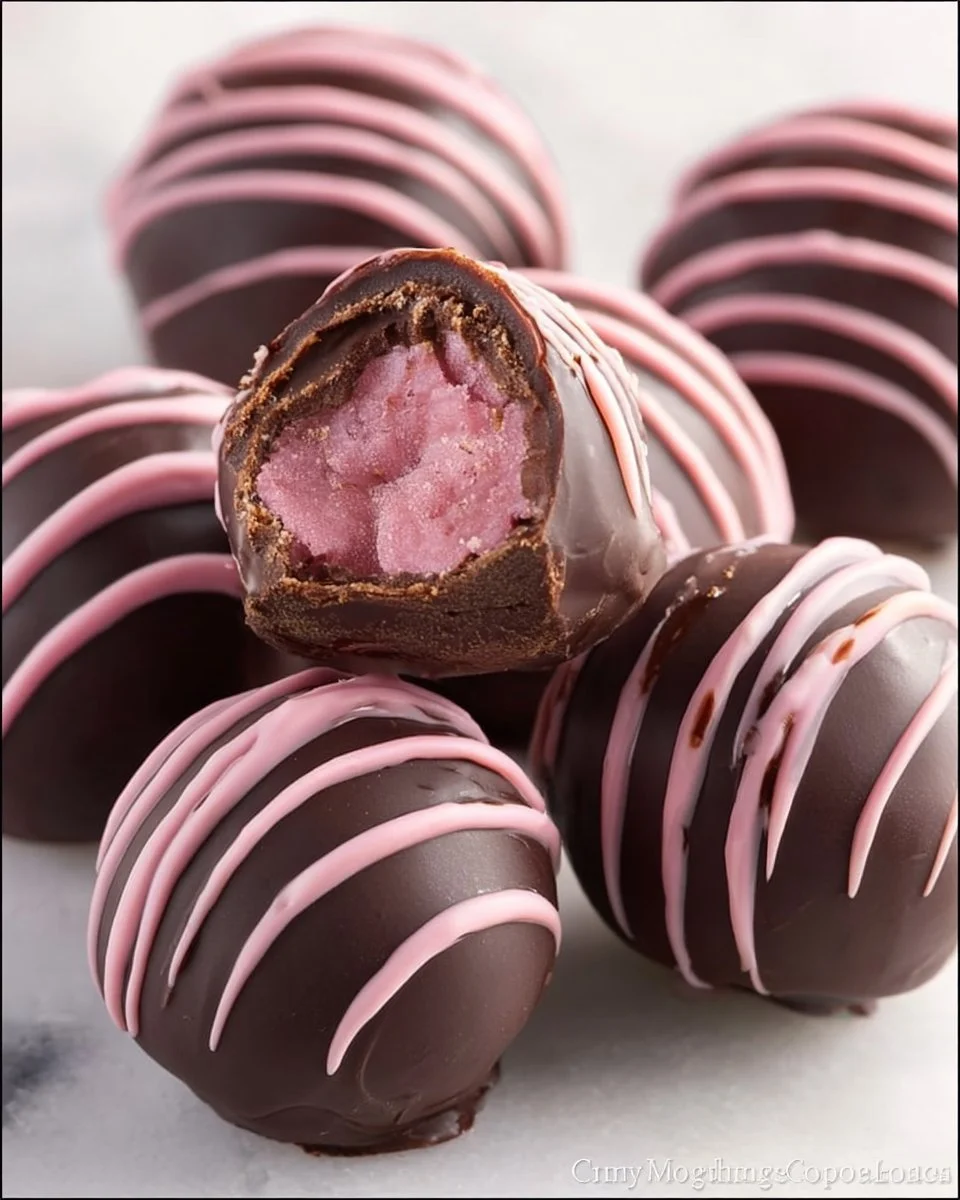 Decadent chocolate raspberry truffles plated elegantly for dessert