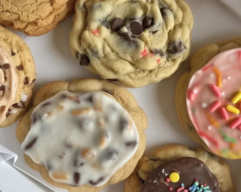 Delicious Crumbl Cookies presented in a bakery setting, showcasing gourmet flavors.