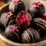 Mini Cheesecake Bites with Raspberry Hearts