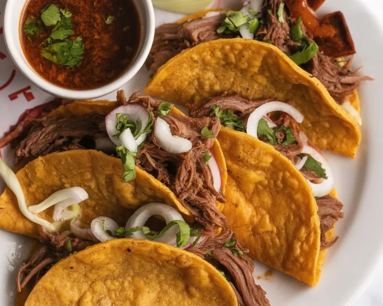 Juicy and flavorful Birria Tacos served with warm tortillas.
