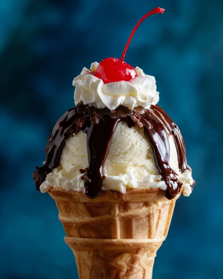 Homemade hot fudge sauce drizzled over ice cream in a bowl