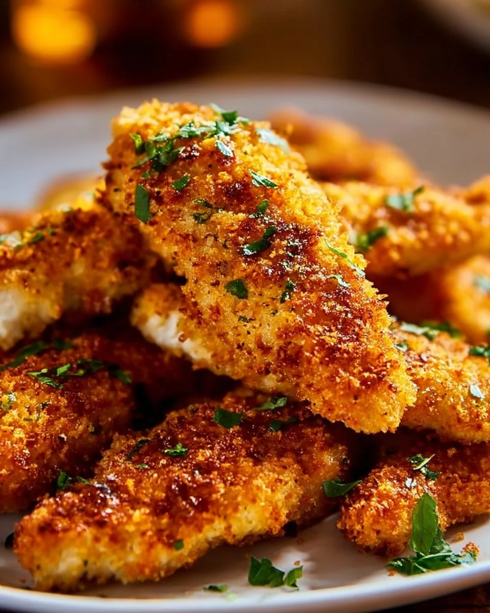 Plate of homemade baked chicken tenders with dipping sauce
