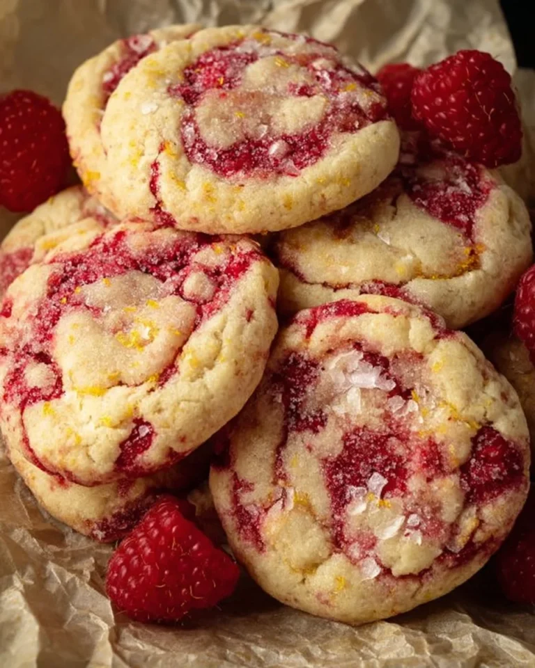 Lemon raspberry cookies with a bright citrus and berry flavor on a plate