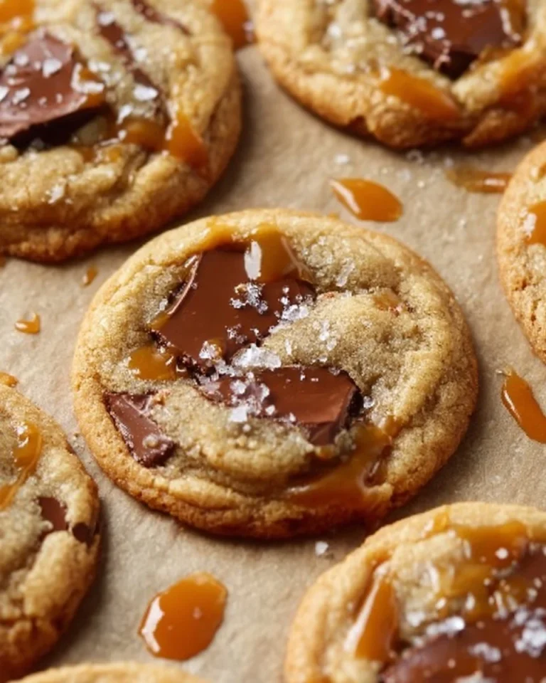 Delicious homemade salted caramel cookie fresh from the oven.