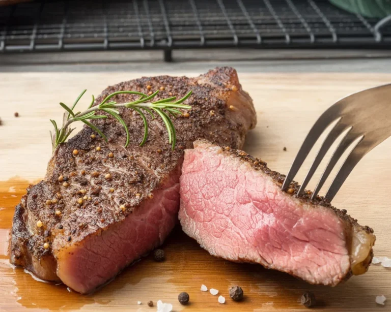 Delicious New York strip steak cooked to perfection with a savory crust.