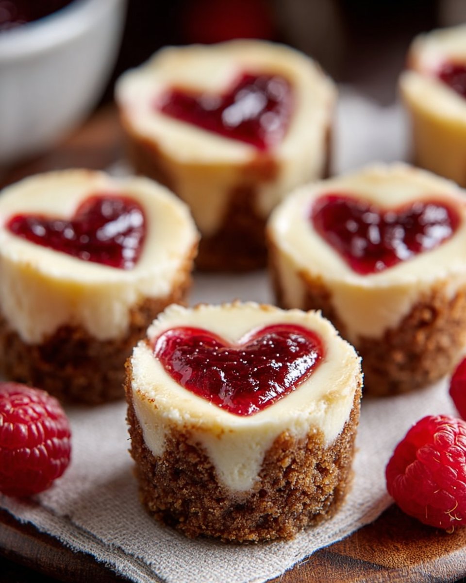 Mini Cheesecake Bites with Raspberry Hearts