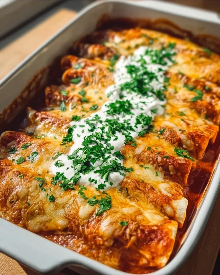 Delicious ultimate quick and easy chicken enchiladas topped with cheese and sauce