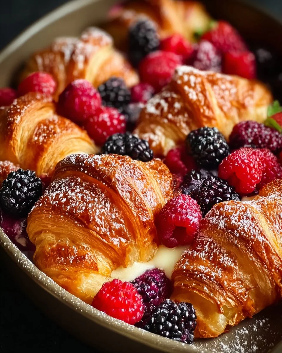 Berry croissant breakfast bake with fresh berries and flaky pastry