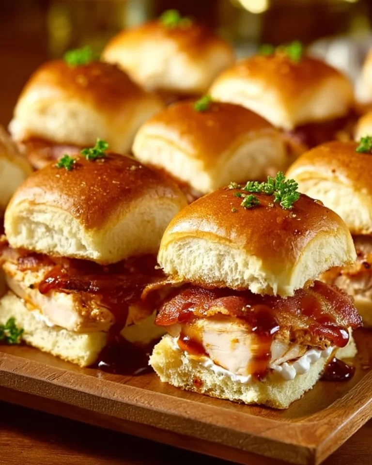 Delicious Chicken Bacon Ranch Sliders served on a platter.