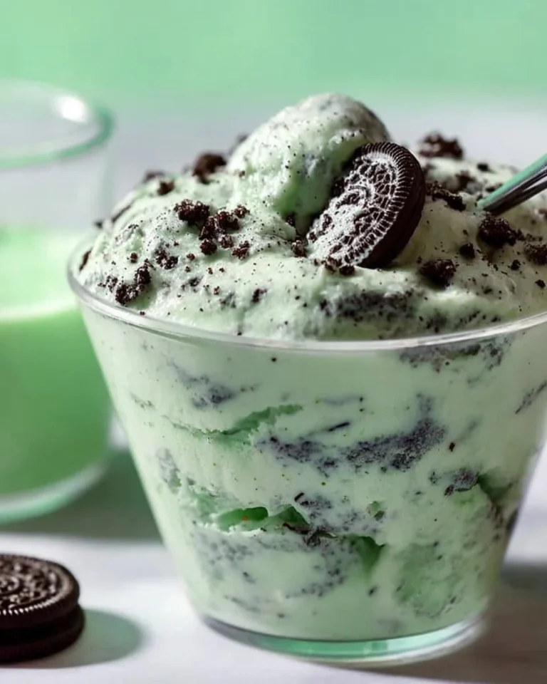 Delicious Copycat Oreo Shamrock McFlurry served in a cup with mint and Oreo crumbles