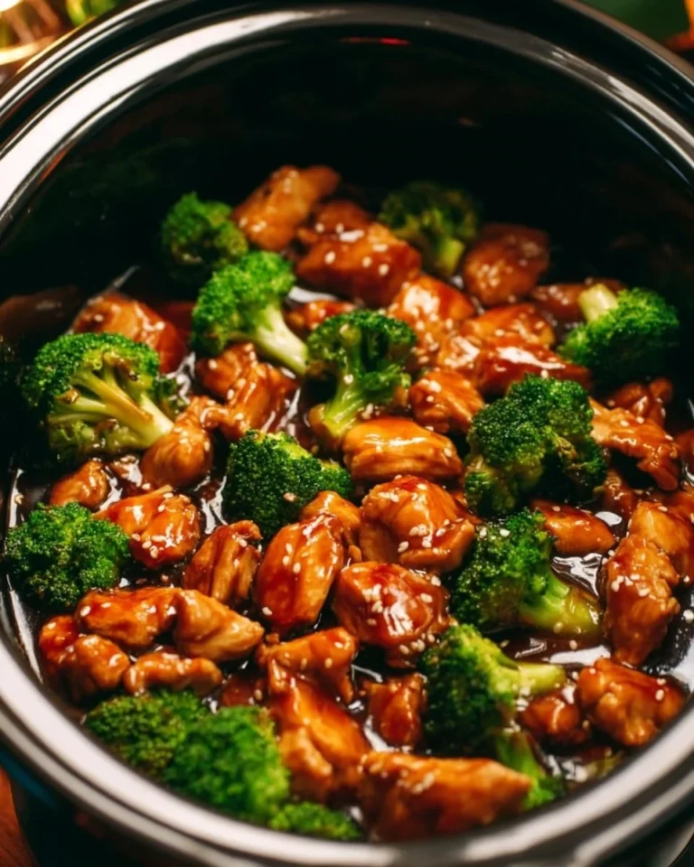 Delicious dump and go crockpot teriyaki chicken ready to serve.