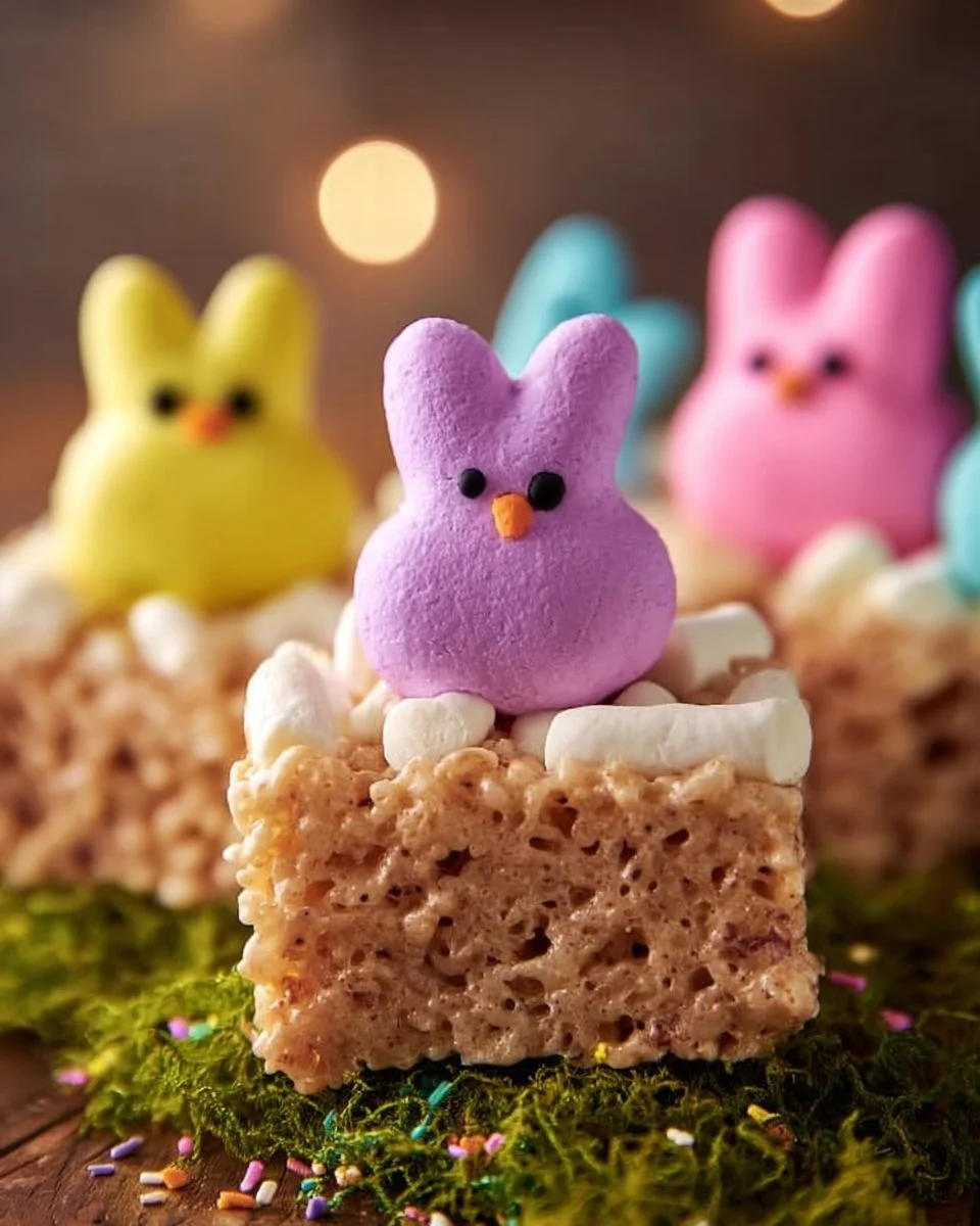 Easter Rice Krispie Treats with Marshmallow Peeps