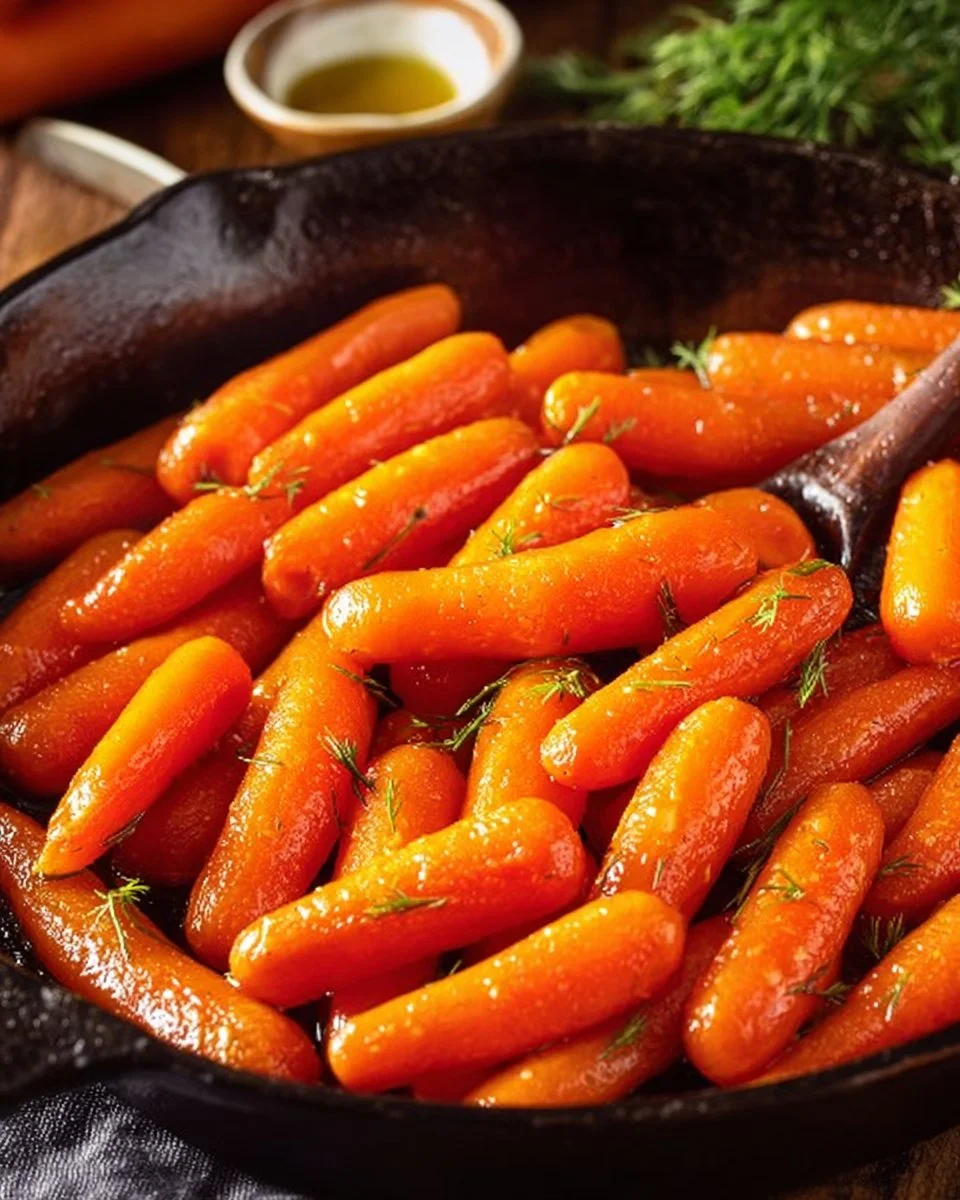 Delicious easy candied carrots in a bowl, garnished for a flavorful side dish.