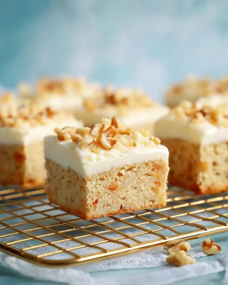 Delicious easy carrot cake bars topped with cream cheese frosting