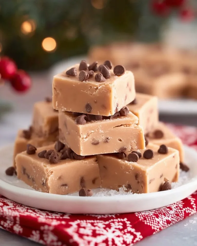 Delicious chocolate chip cookie dough fudge on a plate
