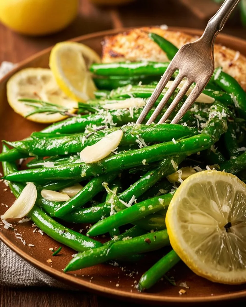 Stir-fried Garlic Green Beans with a sprinkle of seasoning