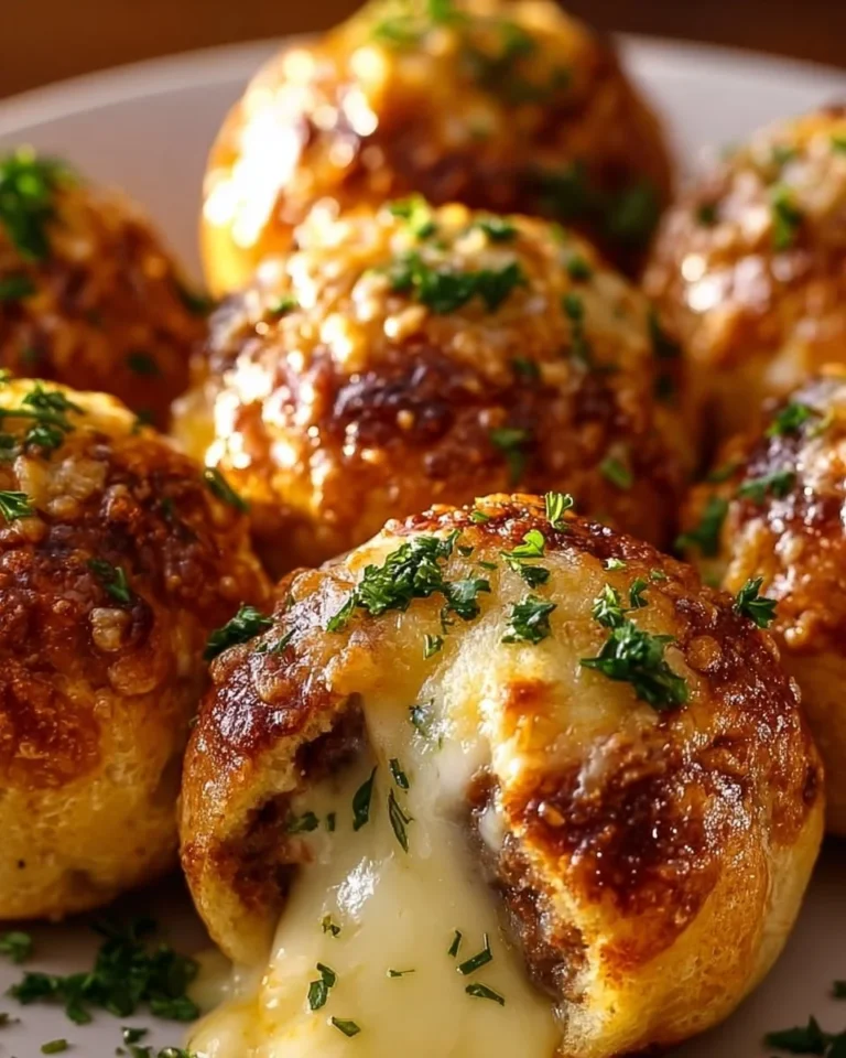 Delicious Garlic Parmesan Cheeseburger Bombs ready to be served