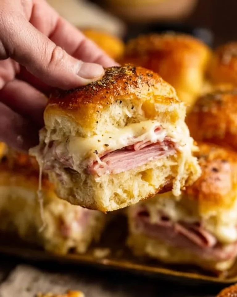 Delicious ham and cheese sliders on a platter ready to serve