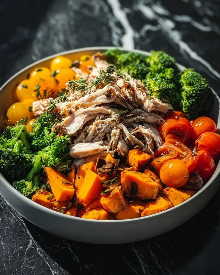 Healthy Chicken Power Bowl with assorted veggies and grains