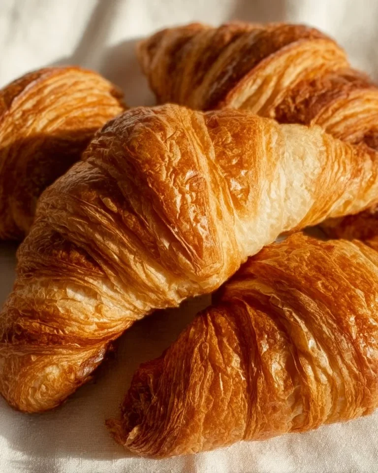 Homemade classic croissants fresh out of the oven