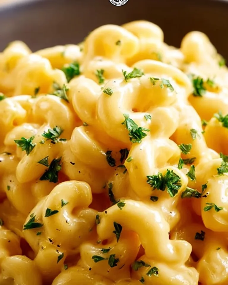 Creamy Instant Pot macaroni and cheese served in a bowl with a cheese topping