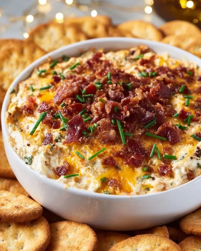 Bowl of delicious Irresistible Crack Dip with crispy chips and fresh herbs