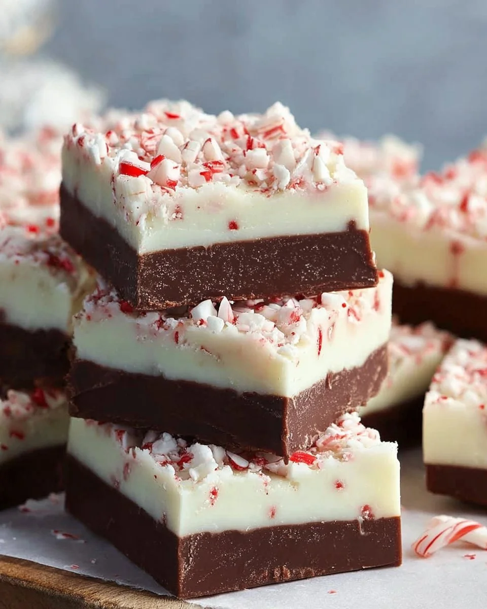 Delicious layered mint chocolate fudge with rich chocolate and refreshing mint flavor