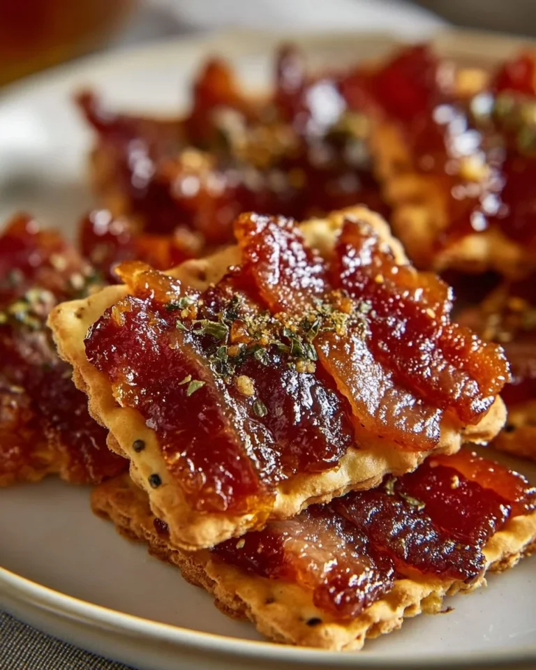Maple Candied Bacon Crackers served on a platter