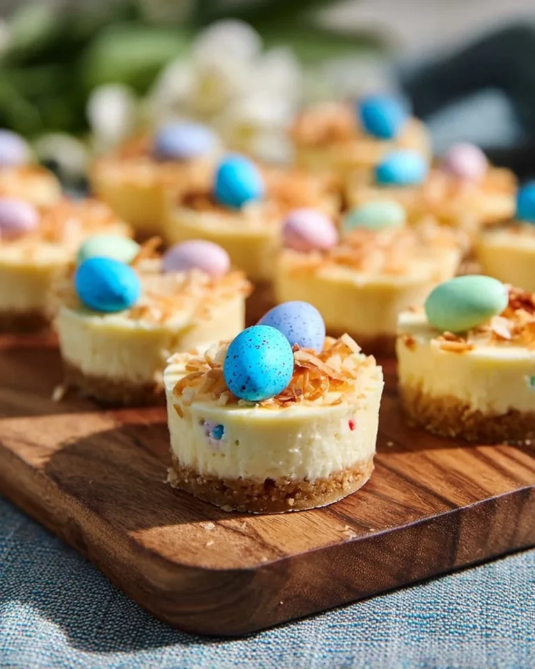 Delicious Mini Easter Cheesecakes decorated for a festive holiday celebration.
